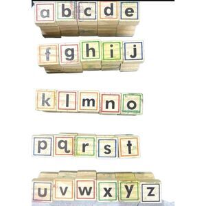 Alphabet Letters Lower Case Wood Rubber Stamp Set